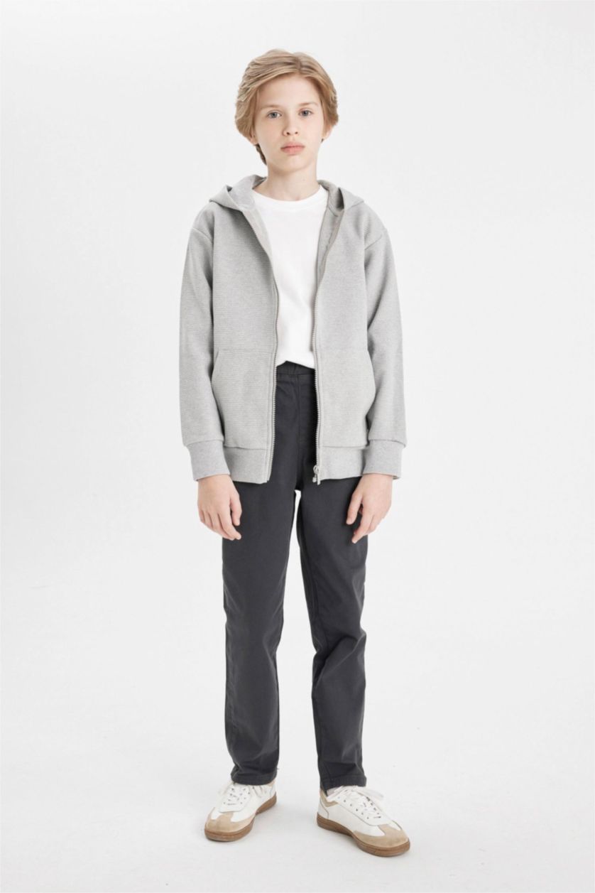 BOYS & TEENS Anthracite Boy Straight Leg Gabardine School Pants