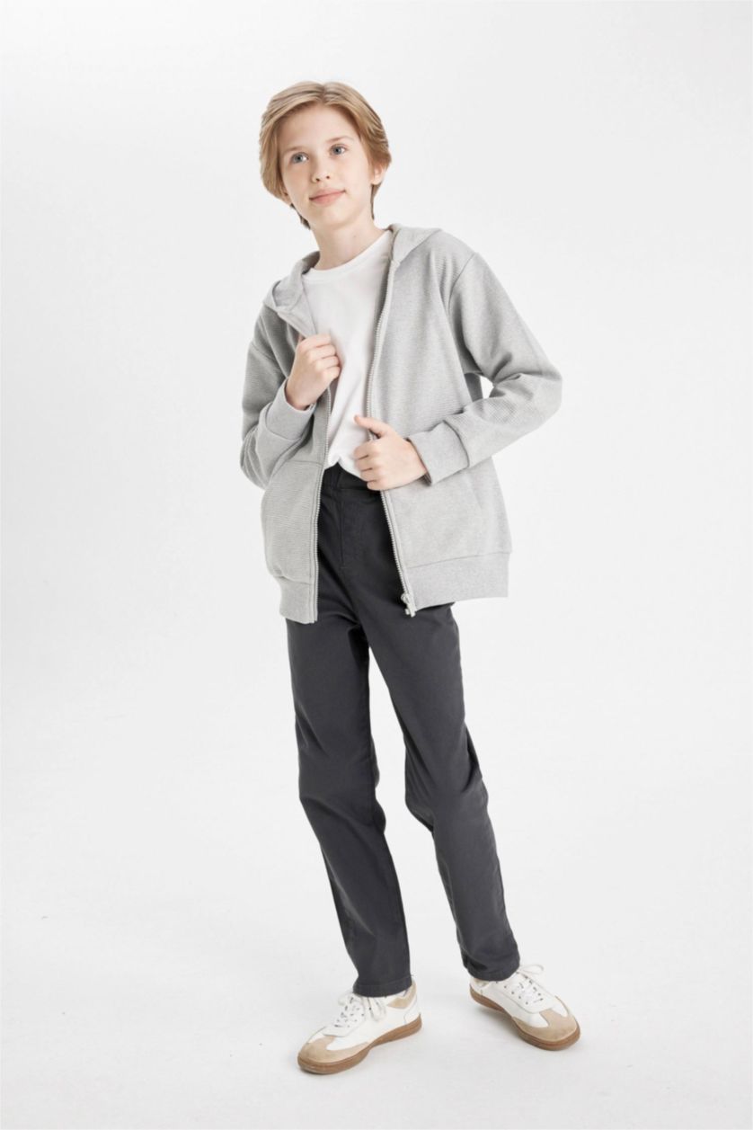 BOYS & TEENS Anthracite Boy Straight Leg Gabardine School Pants