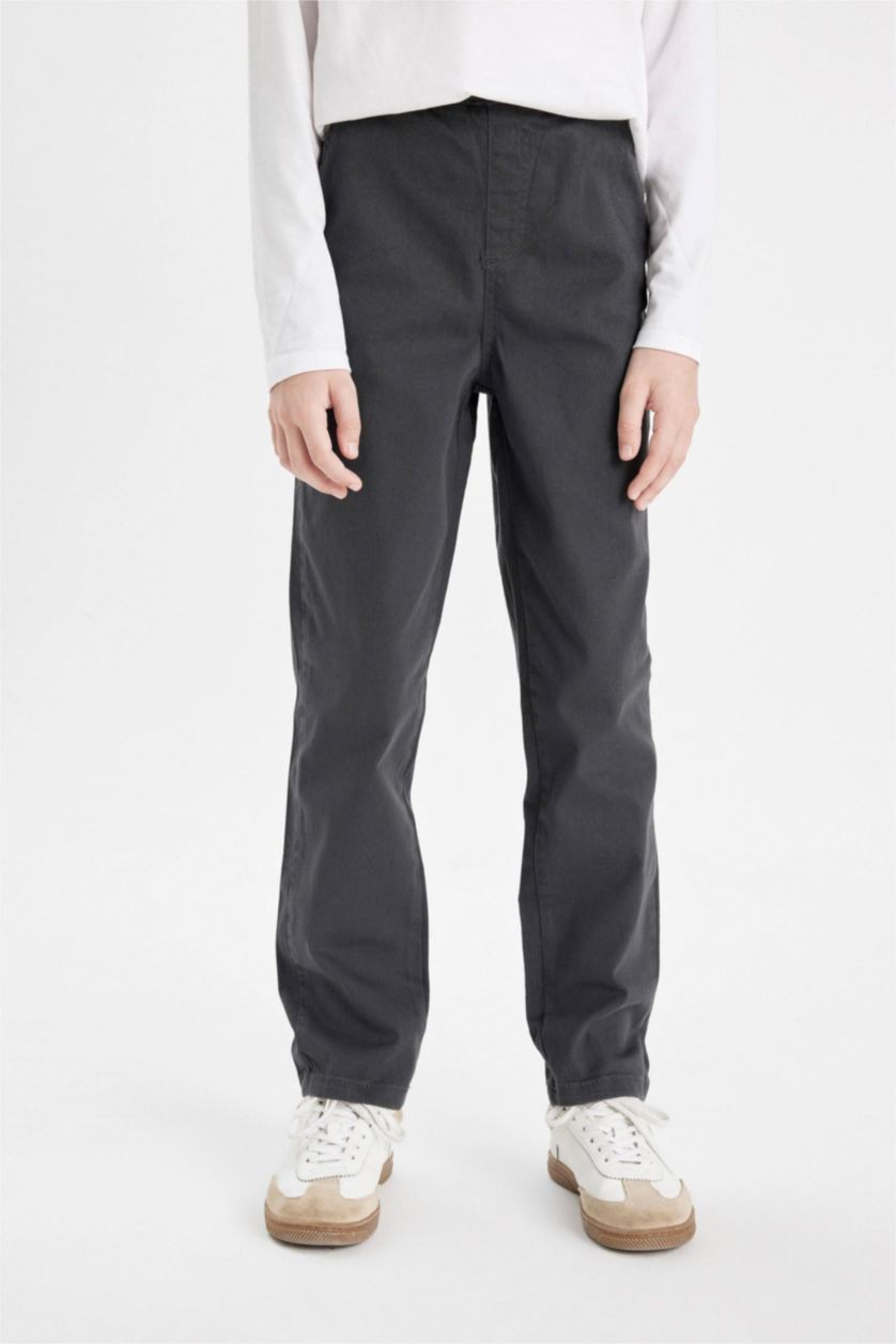BOYS & TEENS Anthracite Boy Straight Leg Gabardine School Pants