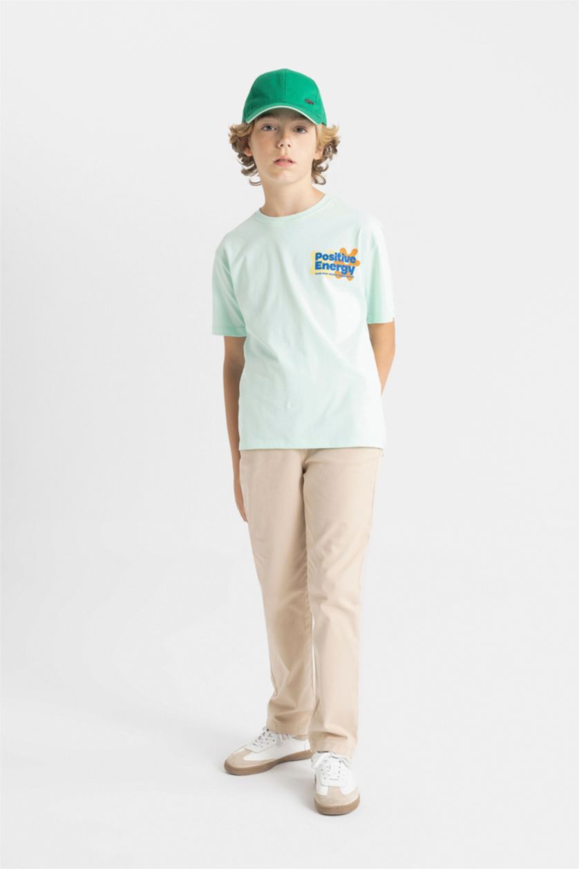 BOYS & TEENS Beige Boy Straight Leg Gabardine School Pants