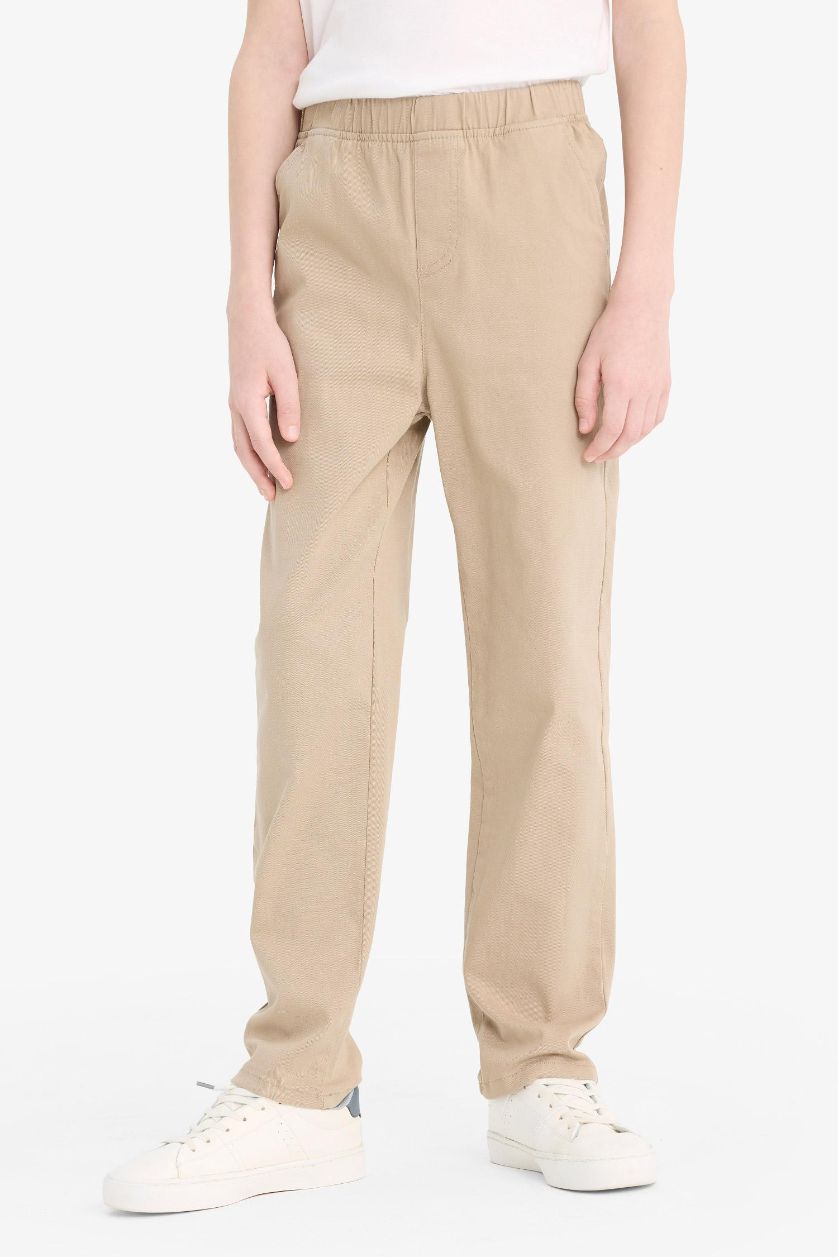 BOYS & TEENS Beige Boy Straight Leg Gabardine Trousers