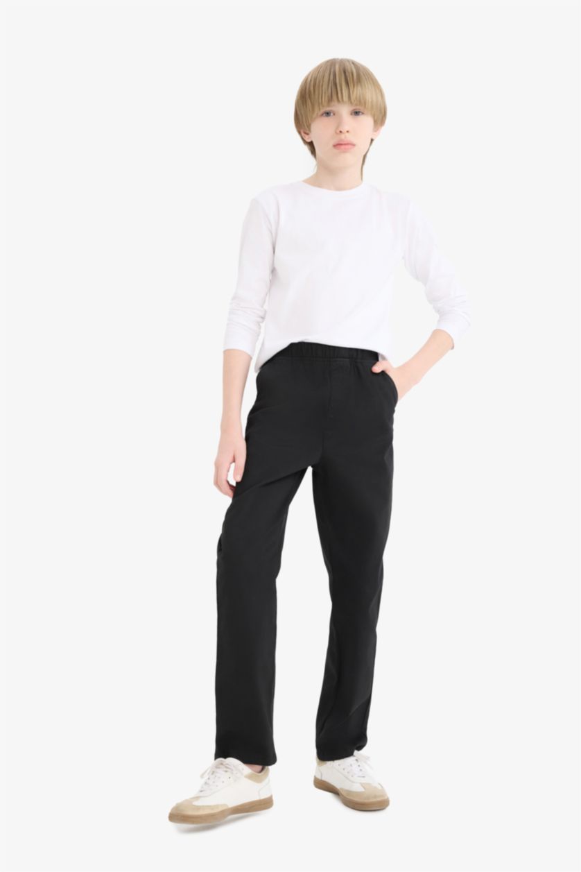 BOYS & TEENS Black Boy Straight Leg Gabardine Trousers