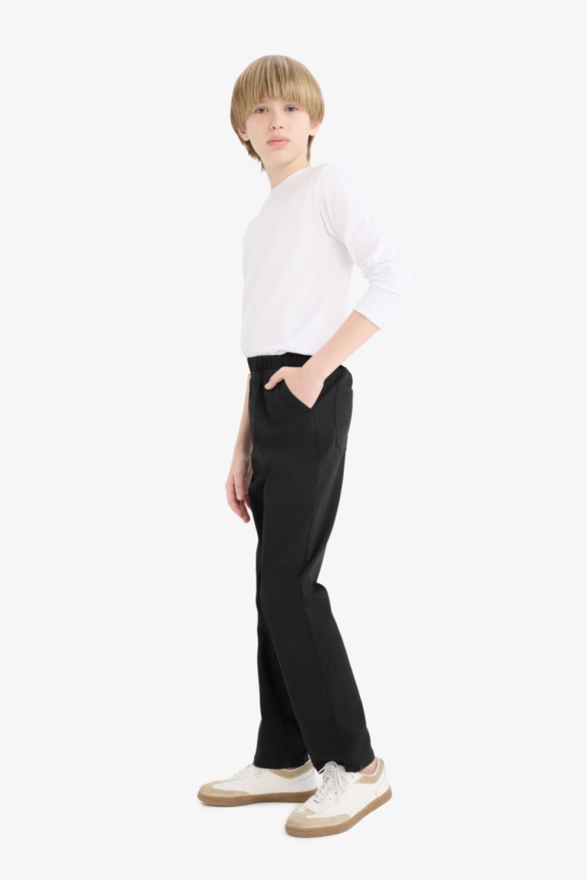 BOYS & TEENS Black Boy Straight Leg Gabardine Trousers