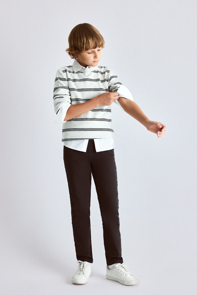 BOYS & TEENS Anthracite Boy Straight Leg Gabardine Trousers