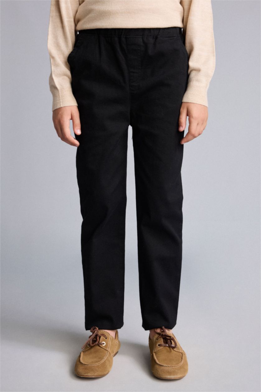 Young Boys - Teen Boys Black Regular Fit Gabardine Trousers