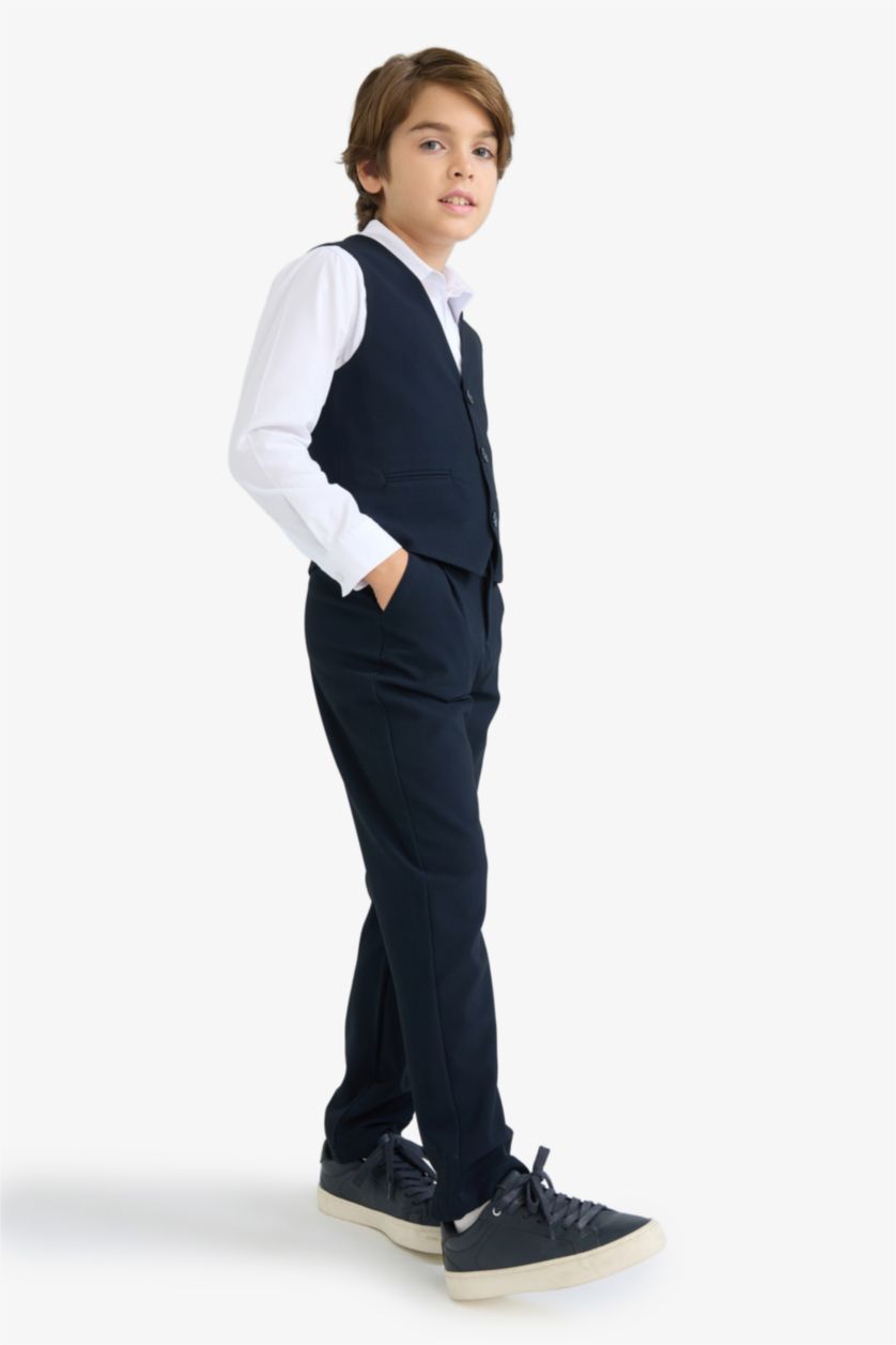 Erkek Çocuk - Genç Erkek Lacivert Okula Dönüş Regular Fıt Düz Paça Pantolon Erkek Çocuk