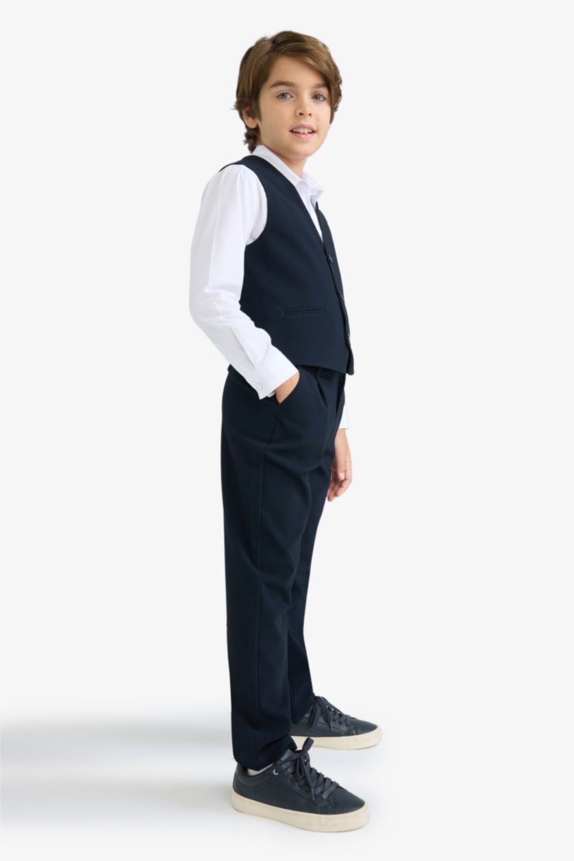 Erkek Çocuk - Genç Erkek Lacivert Okula Dönüş Regular Fıt Düz Paça Pantolon Erkek Çocuk