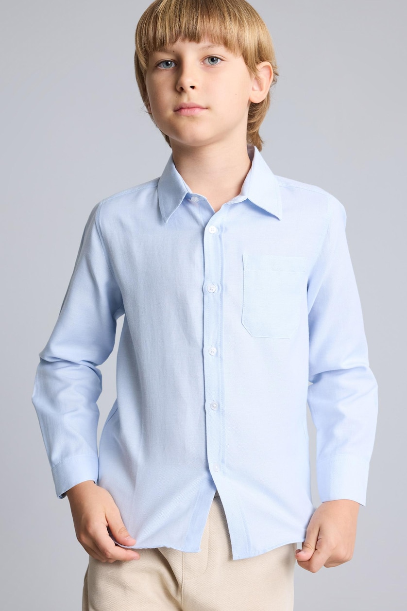 Boys & Teens Light Blue قميص ولادي ردن طويل أوكسفورد قصة عادية