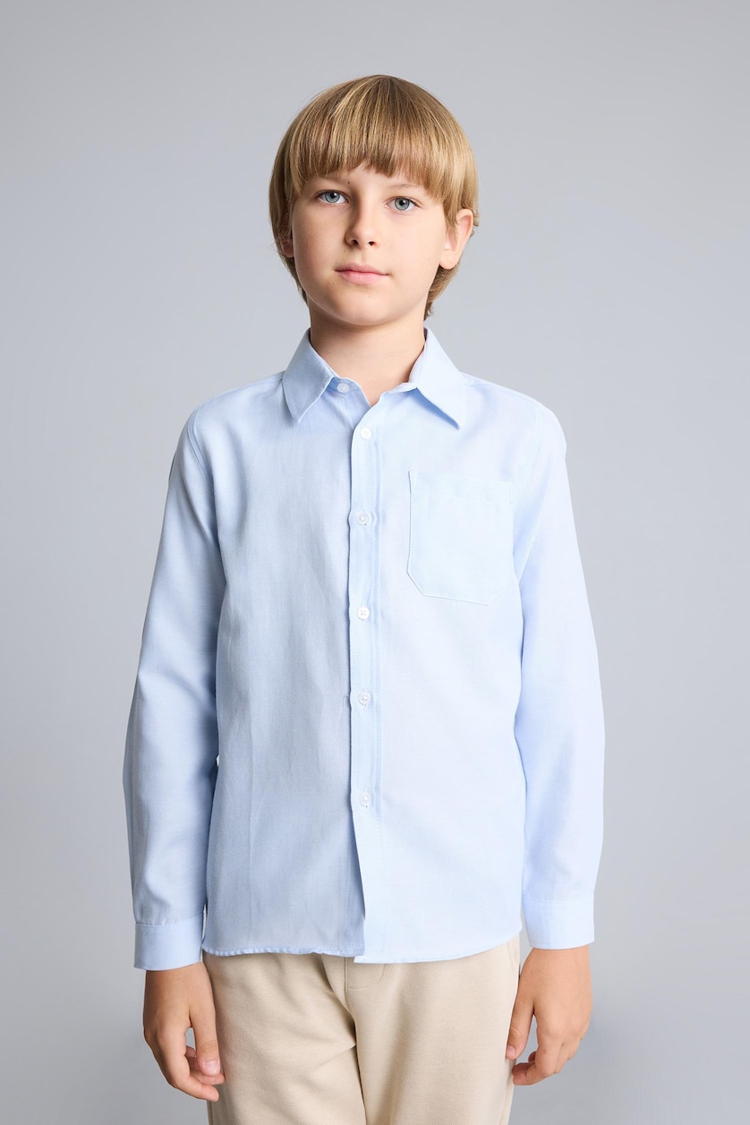 Boys & Teens Light Blue قميص ولادي ردن طويل أوكسفورد قصة عادية