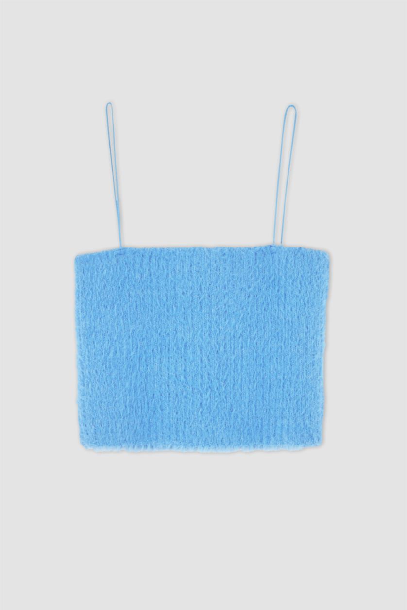 FEMME Bleu Débardeur Tricot Coupe slim raccourcie Col Carré Coool