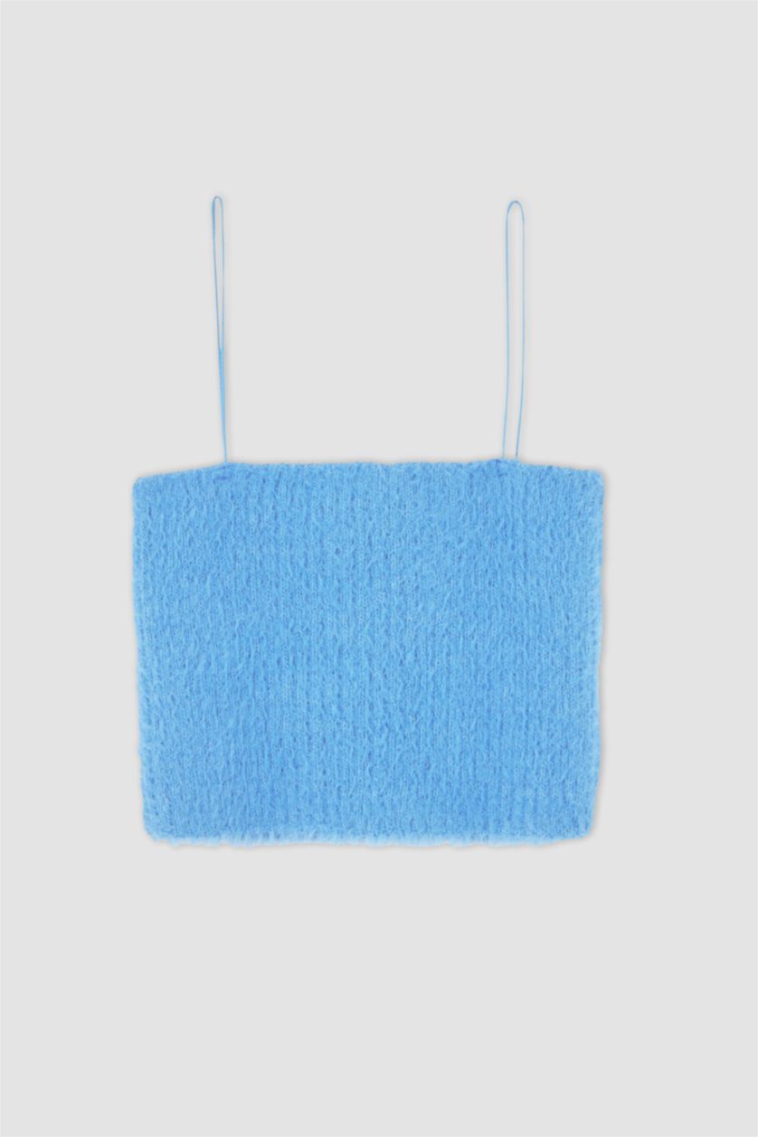 FEMME Bleu Débardeur Tricot Coupe slim raccourcie Col Carré Coool