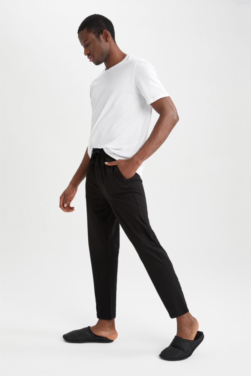 Erkek Siyah Regular Fit Basic Pijama Alt