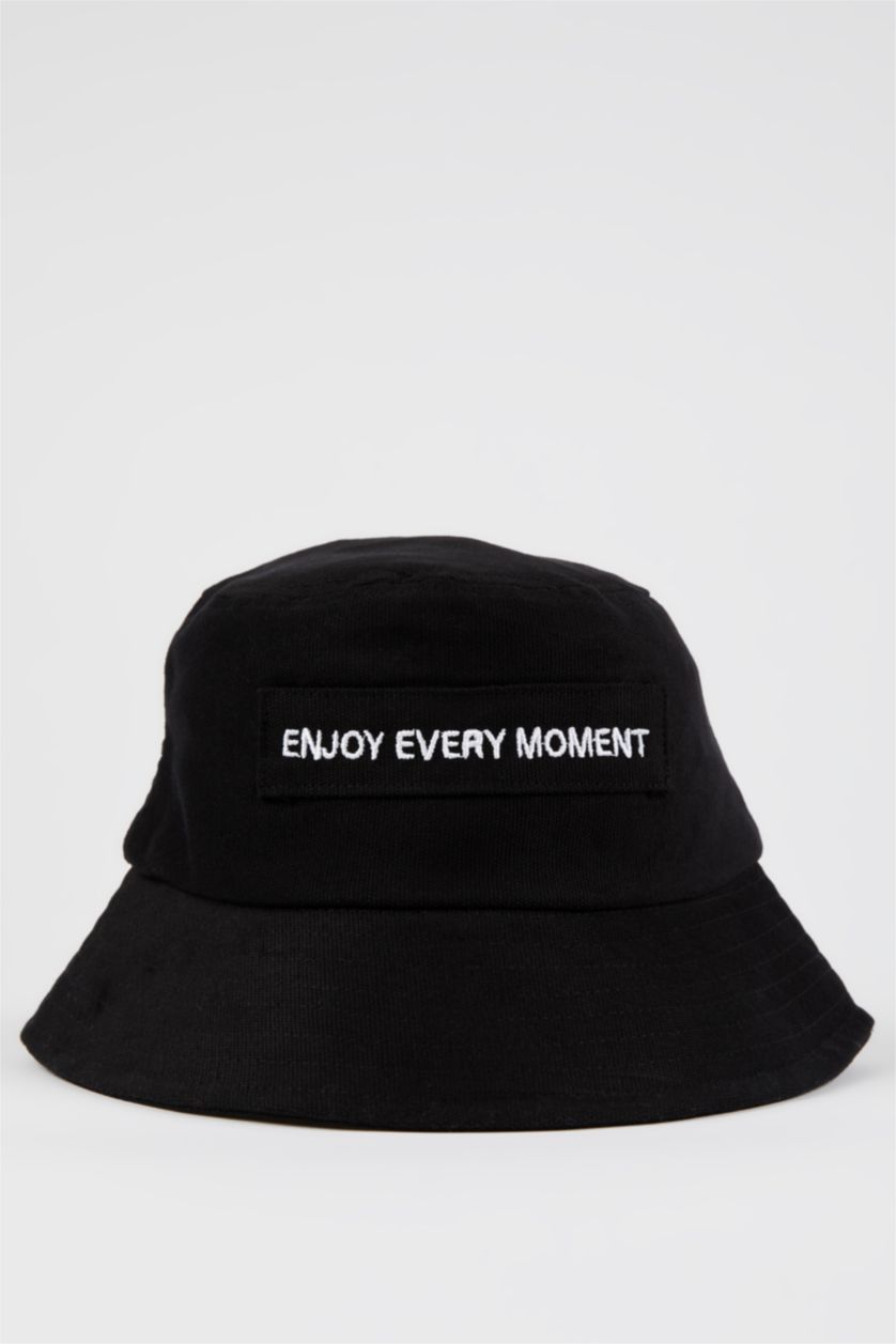 رجالي أسود قبعة دلو رجالي قطن تطريز