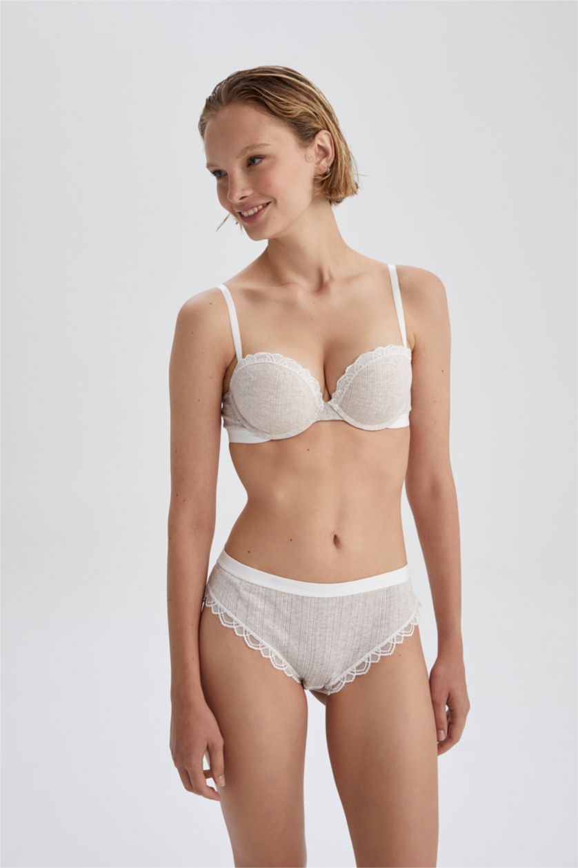 Kadın Ekru Melanj Ekstra Dolgulu Full Push Up