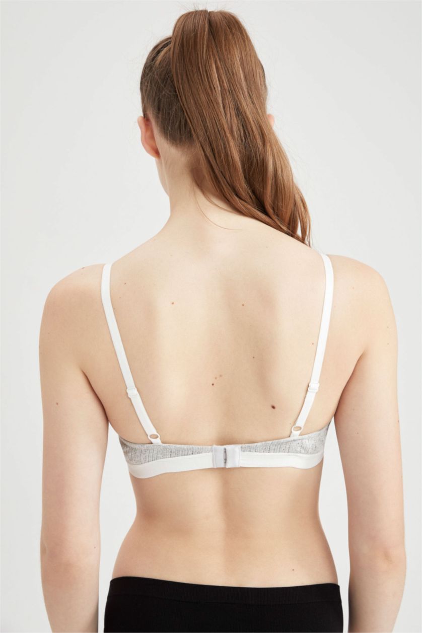 FEMME Gris Soutien-gorge push-up sans bretelles en dentelle de coton biologique
