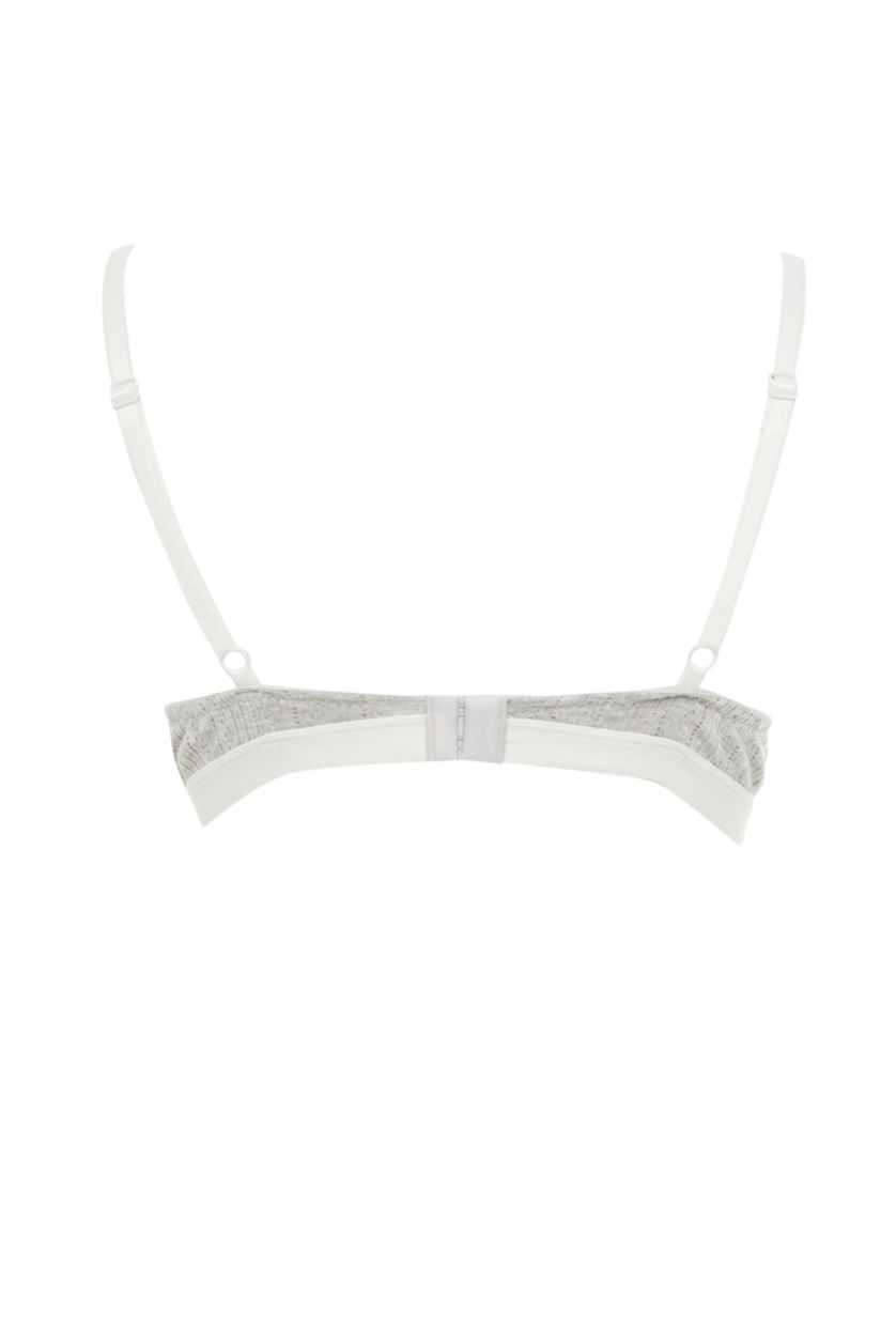 FEMME Gris Soutien-gorge push-up sans bretelles en dentelle de coton biologique