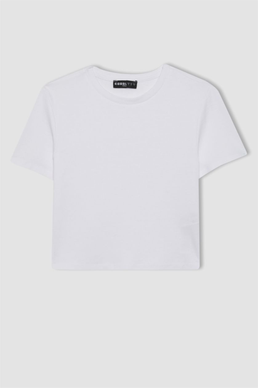 نساء أبيض تي شيرت كروب بيزك سليم فيت