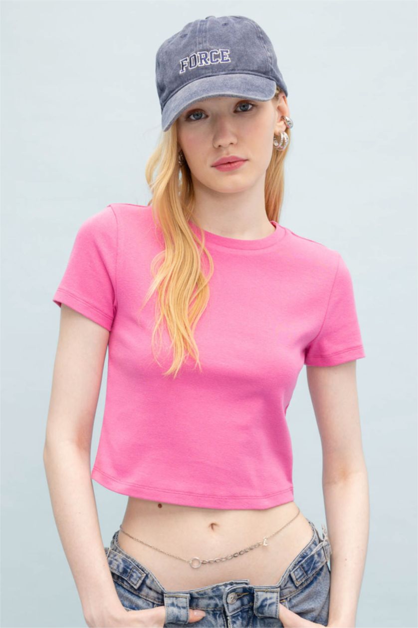 نساء زهري تيشيرت نص ردن سليم فيت