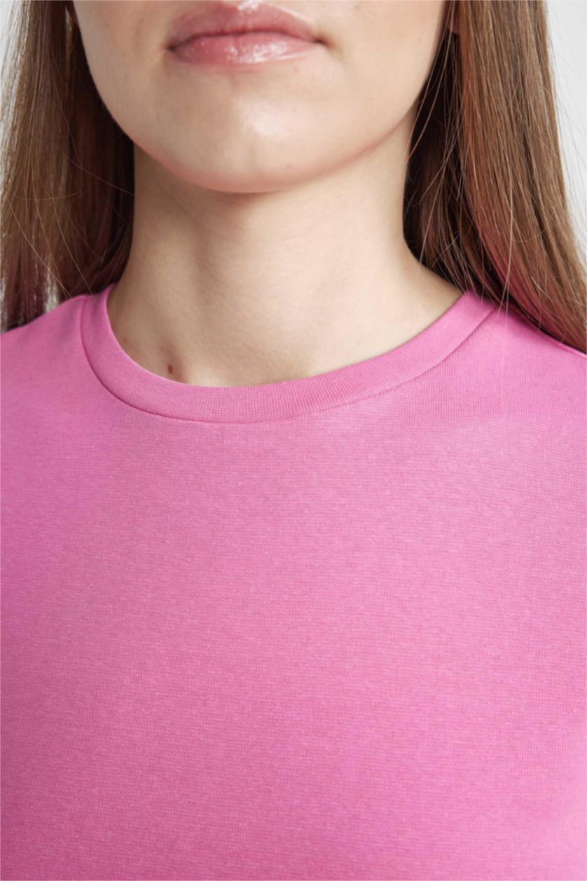 نساء زهري تيشيرت نص ردن سليم فيت