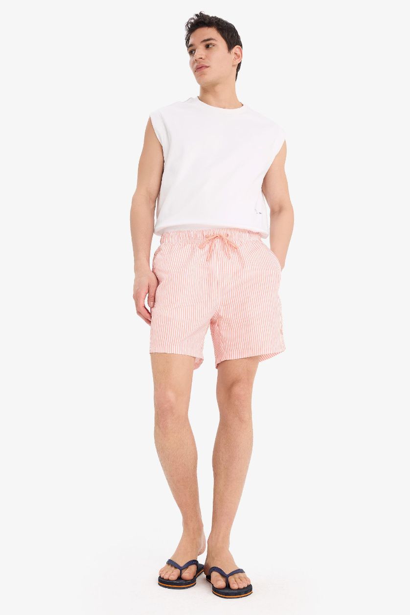 MAN Salmon Striped Short Swim Shorts