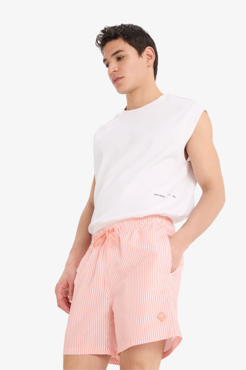 MAN Salmon Striped Short Swim Shorts