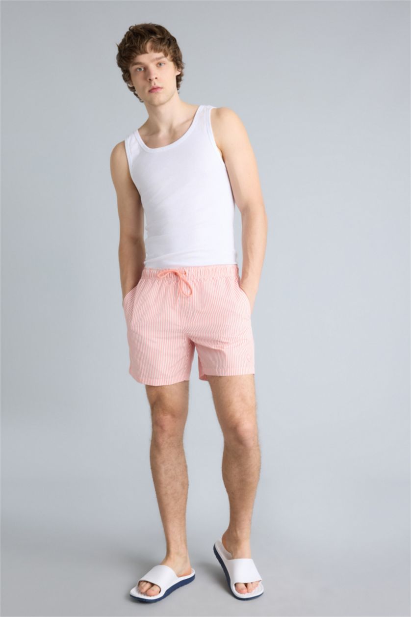 MAN Salmon Striped Short Swim Shorts