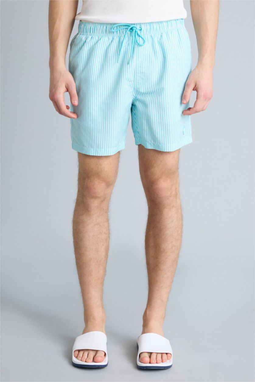 رجال أكوا شورت بحر قصير مخطط ببطانة شبكية