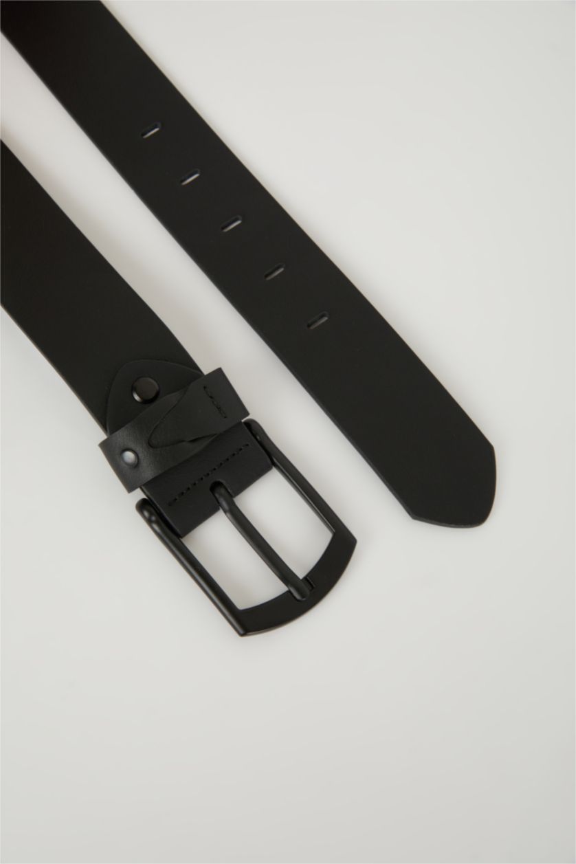 MAN Black Men's Faux Leather Wide Denim Belt