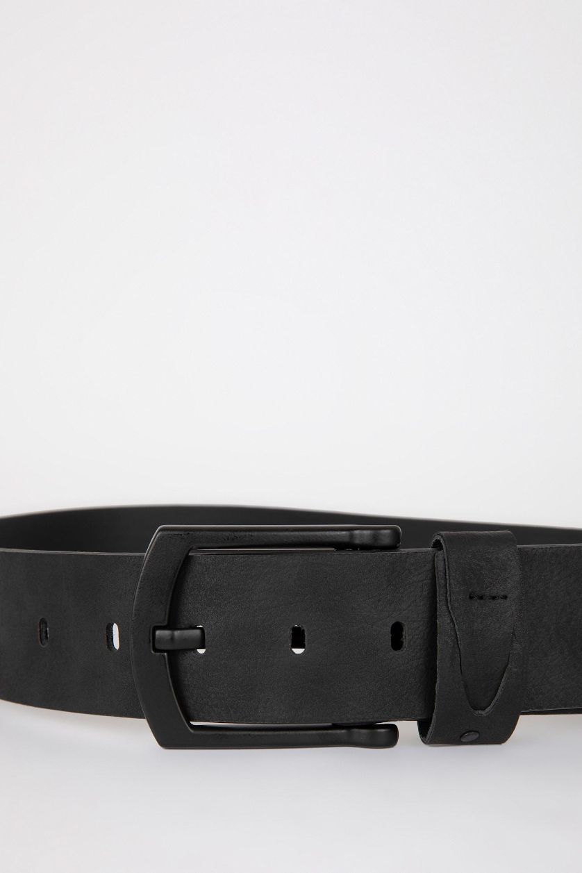 Erkek Siyah Erkek Dikdörtgen Toka Suni Deri Jean Kemeri