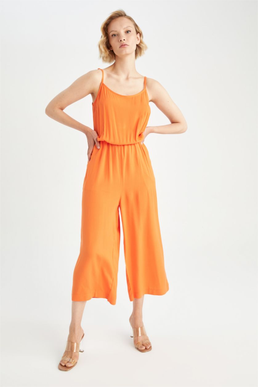 نساء برتقالي جمبسوت بياخة مستديرة بحمالات