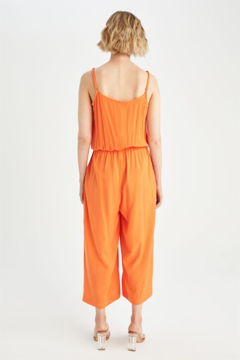 نساء برتقالي جمبسوت بياخة مستديرة بحمالات