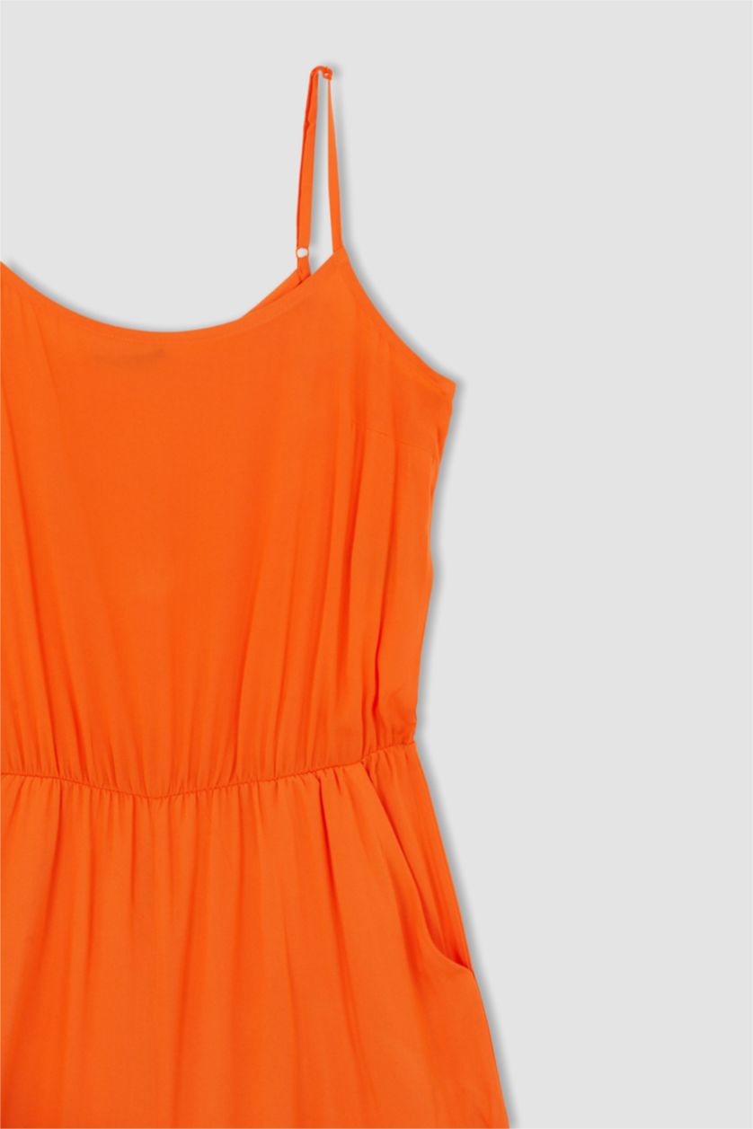 نساء برتقالي جمبسوت بياخة مستديرة بحمالات