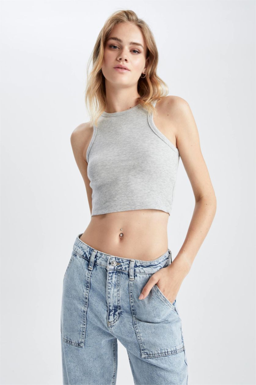 Женщины Серый меланж Кроп-топ