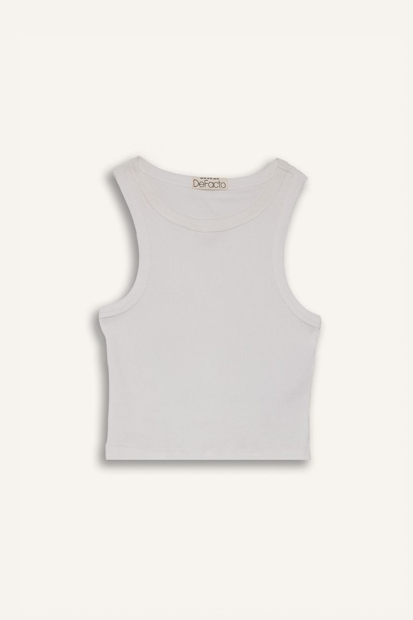 WOMAN White Slim Fit Camisole Halter Collar Tank Top