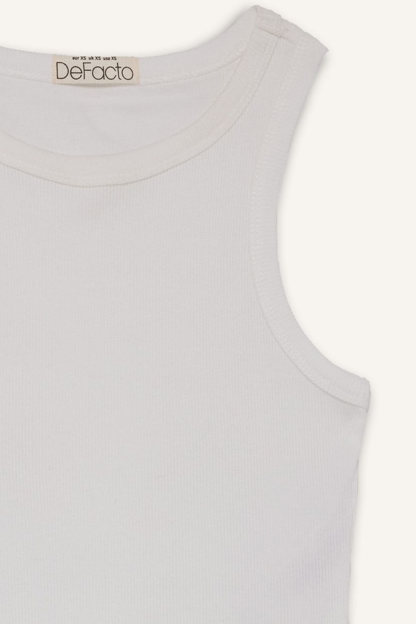WOMAN White Slim Fit Camisole Halter Collar Tank Top