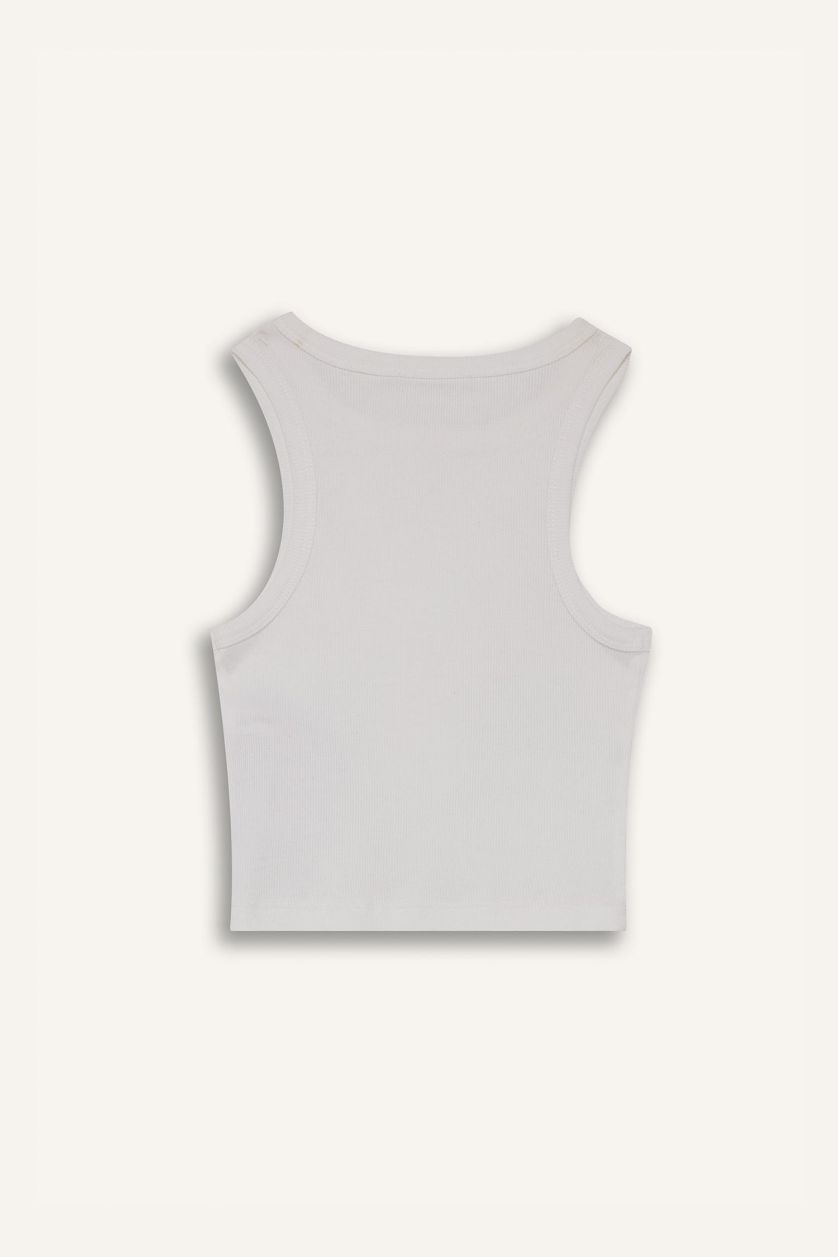 WOMAN White Slim Fit Camisole Halter Collar Tank Top