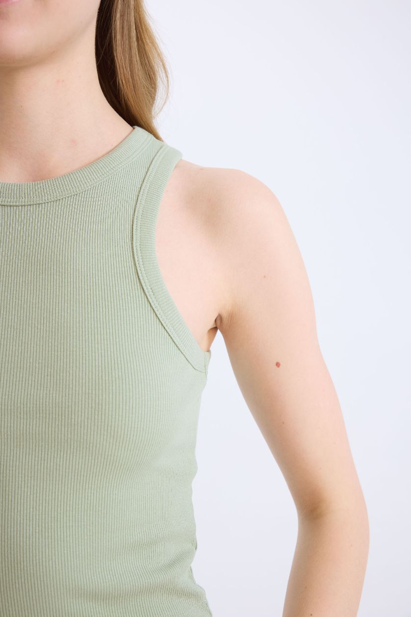 WOMAN Mint Slim Fit Camisole Halter Collar Tank Top