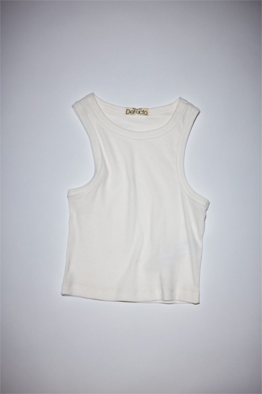 Kadın Kırık Beyaz Afra x DeFacto Fitted Halter Yaka Fitilli Kaşkorse Atlet