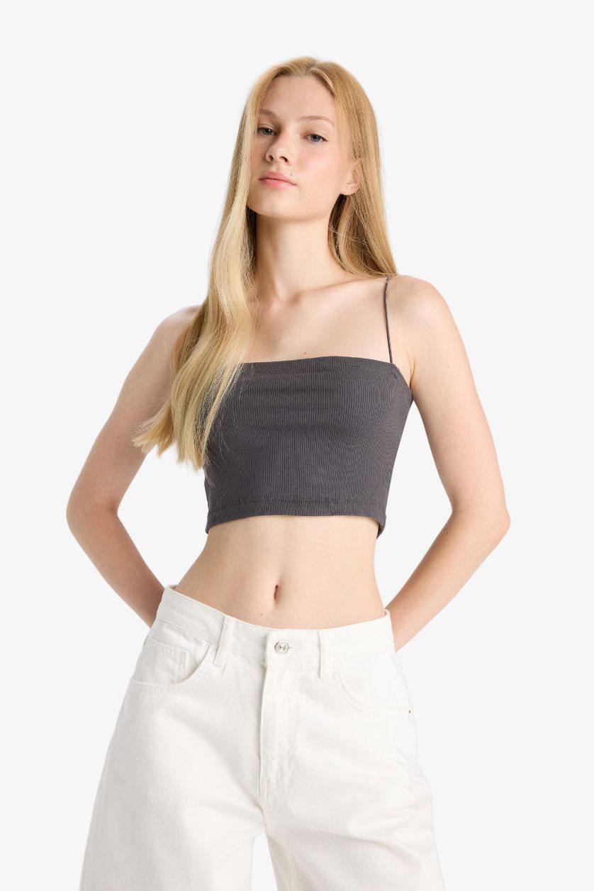 Woman Anthracite Slim Fit Tank Top