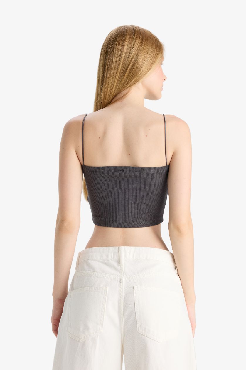 Woman Anthracite Slim Fit Tank Top