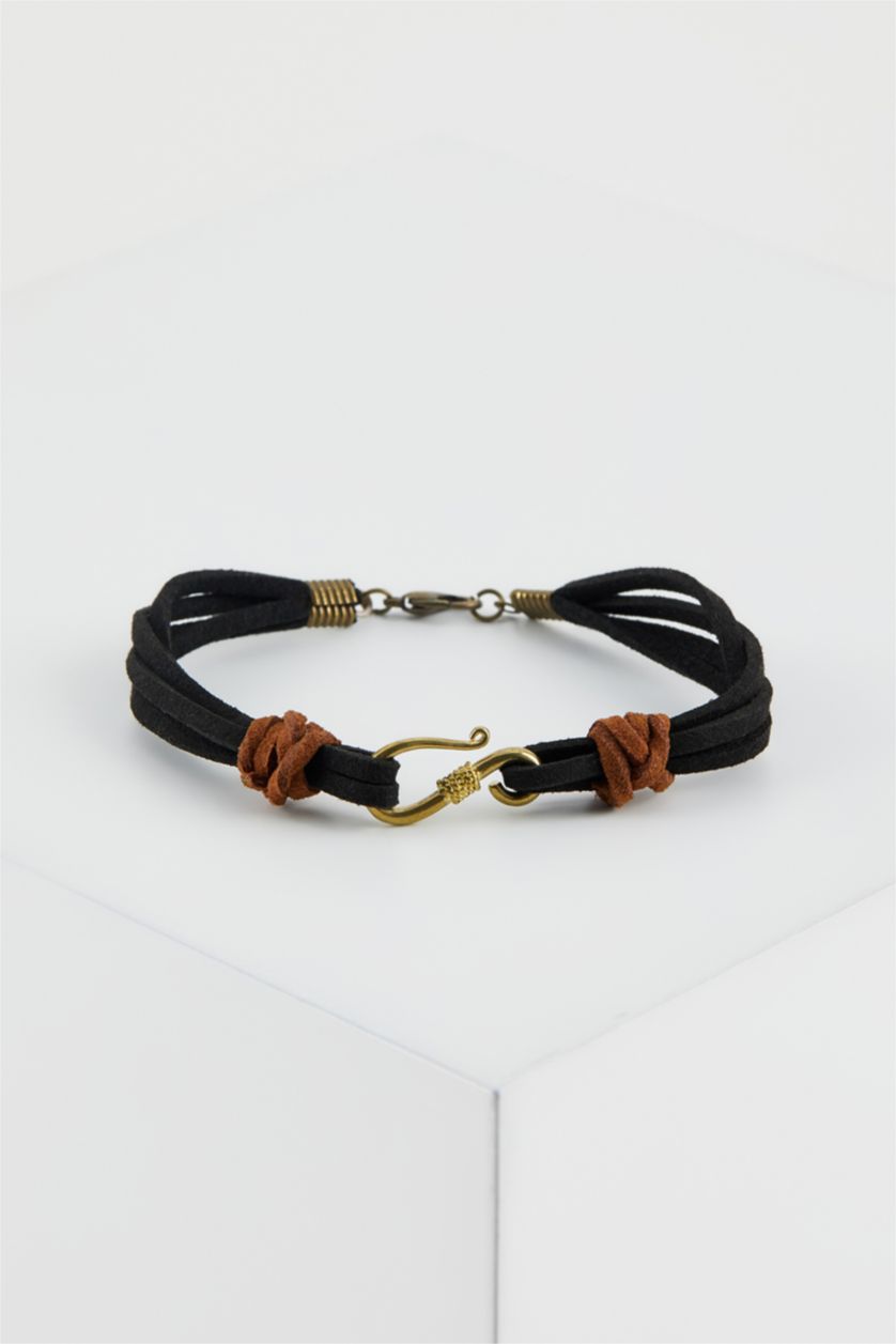 HOMME Karma Bracelet simili cuir et acier