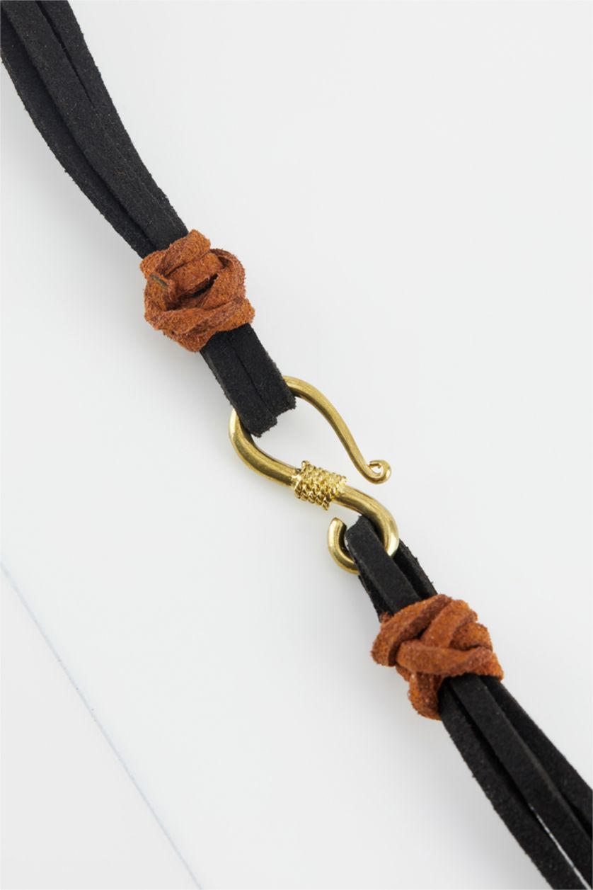 HOMME Karma Bracelet simili cuir et acier