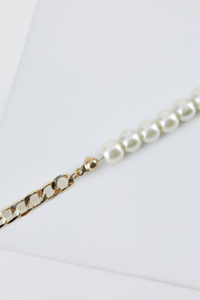 FEMME Altın Collier ras de cou à chaîne épaisse et perle