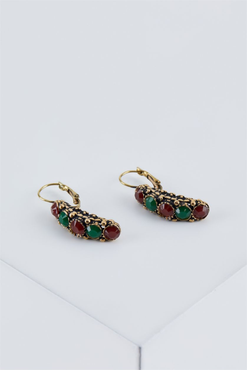 نساء Karma أقراط أحجار كريمة بورجوندي أصلية