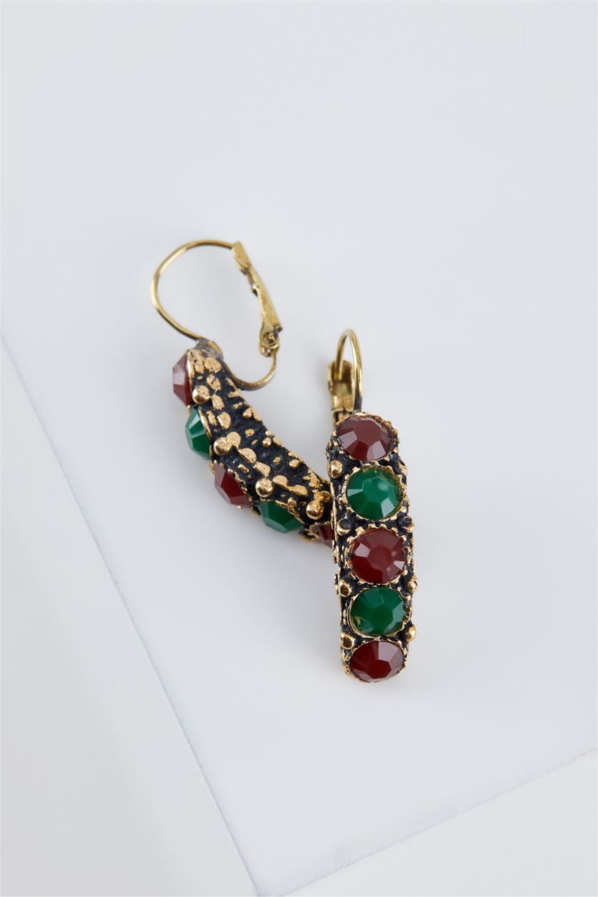 نساء Karma أقراط أحجار كريمة بورجوندي أصلية