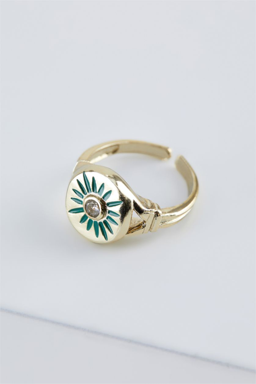 WOMAN Green 2 Piece Enameled Ring