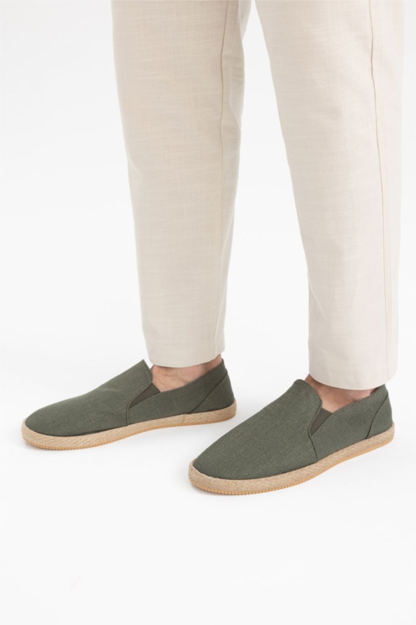 رجال كاكي حذاء رجالي كتان اسبادريل بكعب مسطح