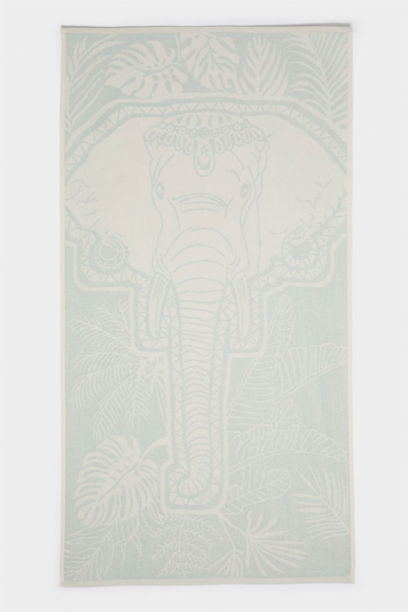 Woman Green Woman Patterned Cotton Beach Towel