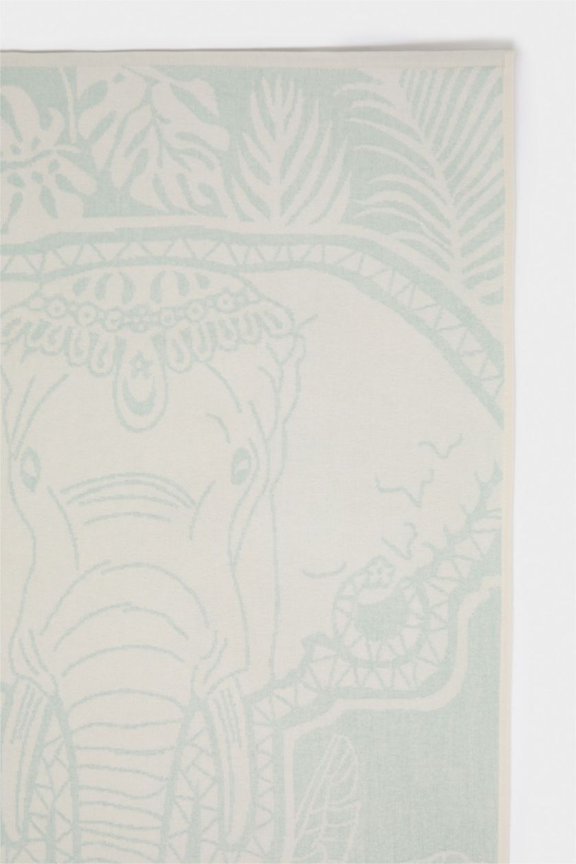 Woman Green Woman Patterned Cotton Beach Towel