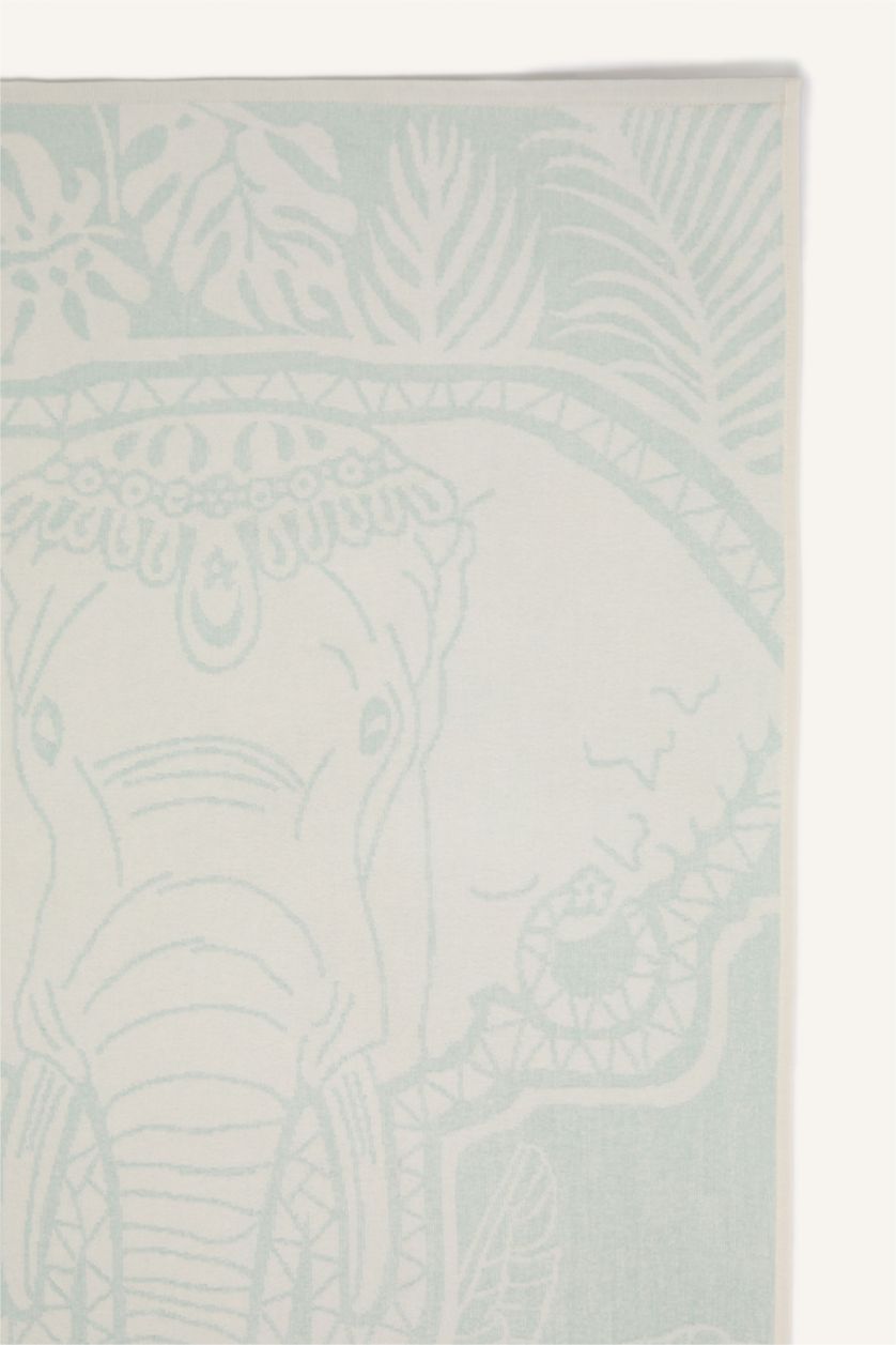 Kadın Yeşil Desenli Pamuklu Plaj Havlusu